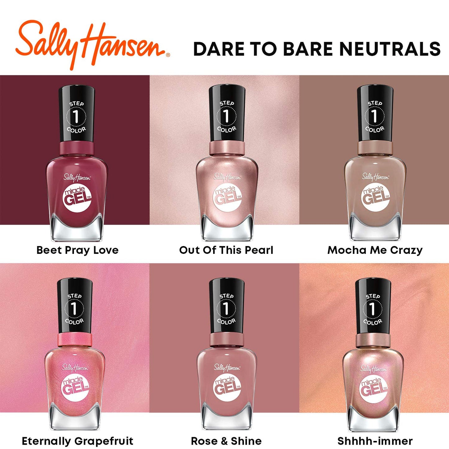 Sally Hansen Miracle Gel Salon Quality Nail Polish | Gel-Like Formula, Two-Step System, No UV Light Needed, Long Lasting | Opaque, Shimmer | 174 Beauty & Personal Care Sally Hansen