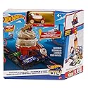 HOT WHEELS City Downtown Spielset Eiskrem-Strudel - Rennbahn-Action mit manuellem Aufzug, Eiskrem-Wirbel und herunterklappbarer Rampe, inklusive 1…