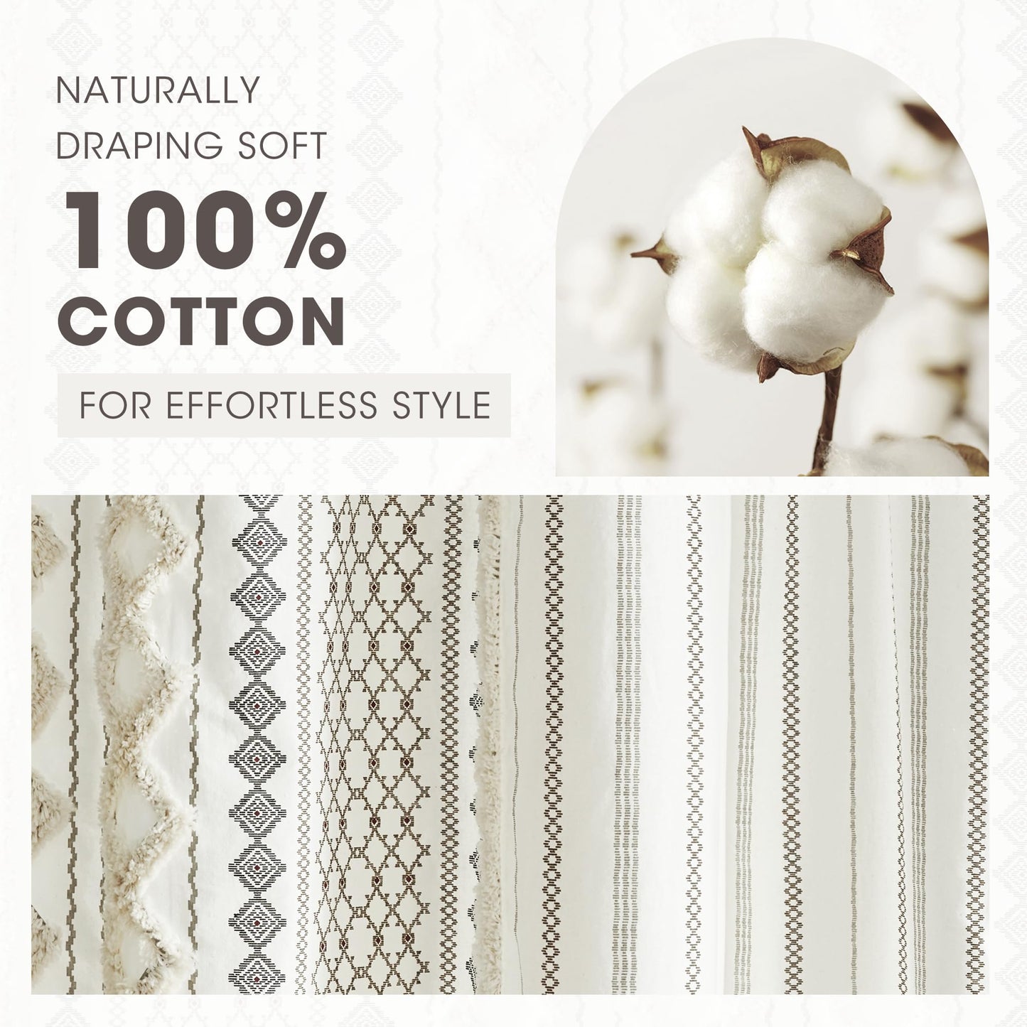 INK+IVY Imani Tufted Chenille 100% Cotton Shower Curtains Machine Washable, Modern Home Bathroom Décor Bathtub Privacy Screen, 72" x 72", Ivory