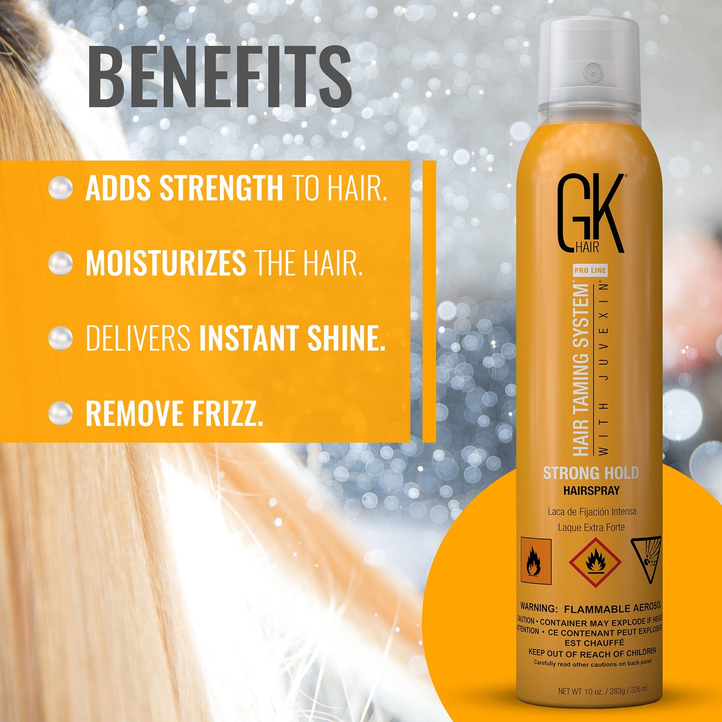 GKhair Strong Hold Spray for Firm Holding 10.1Oz