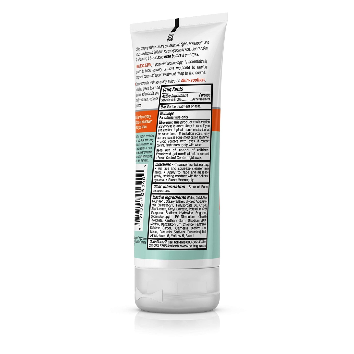 Neutrogena Oil-Free Acne Stress Control Power-Cream Wash, Multi, Cucumber, 6 Ounce