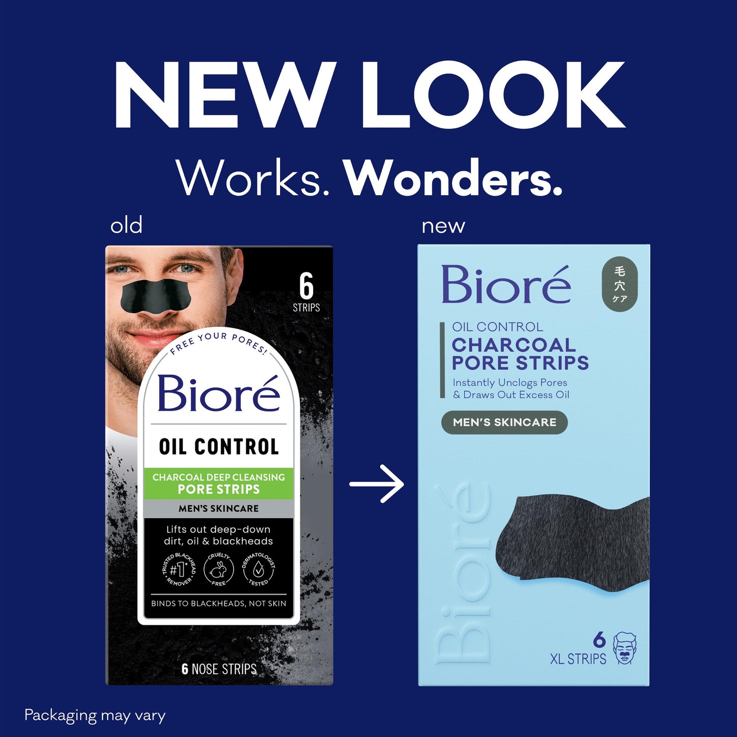 Bioré Charcoal Deep Cleansing Pore Strips for Men, Nose Strips for Blackhead Removal on Oily Skin, Features C-Bond Technology with Instant Pore