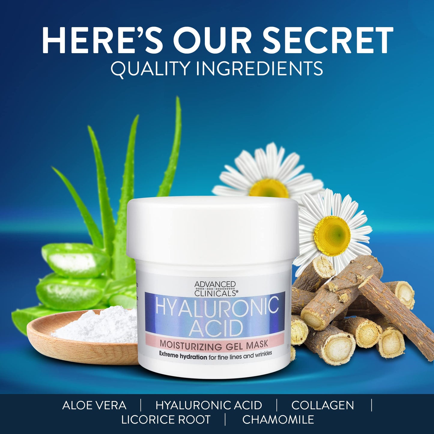 Advanced Clinicals Hyaluronic Acid Gel Facial Mask Skin Care Treatment, Brightening, Hydrating Anti Aging Face Mask & Moisturizer Helps Transform Dry