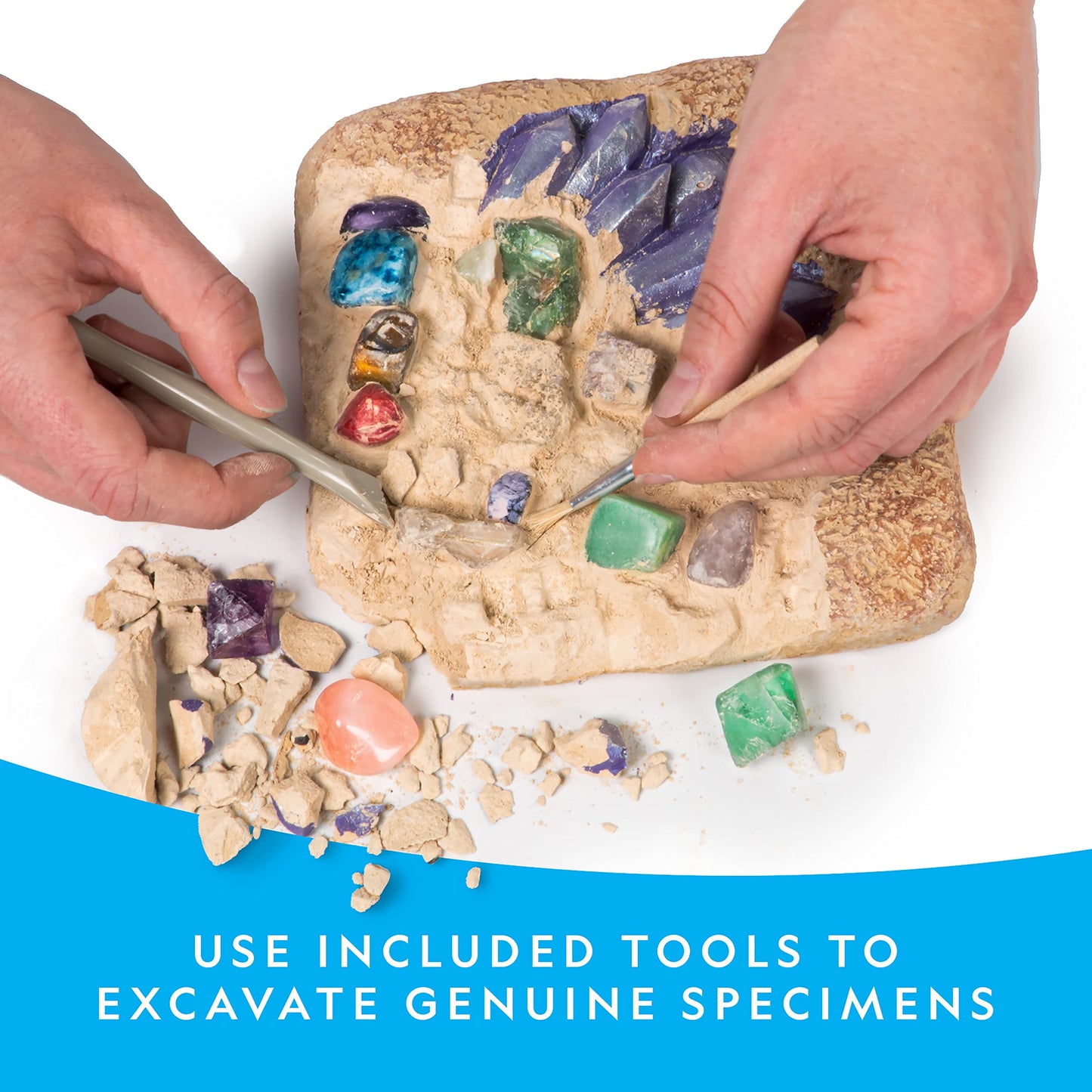 NATIONAL GEOGRAPHIC Mega Gemstone Dig Kit – Excavate 15 Real Gems & Crystals, Fun Science Kit & Rock Mining Gift for Kids, Boys & Girls