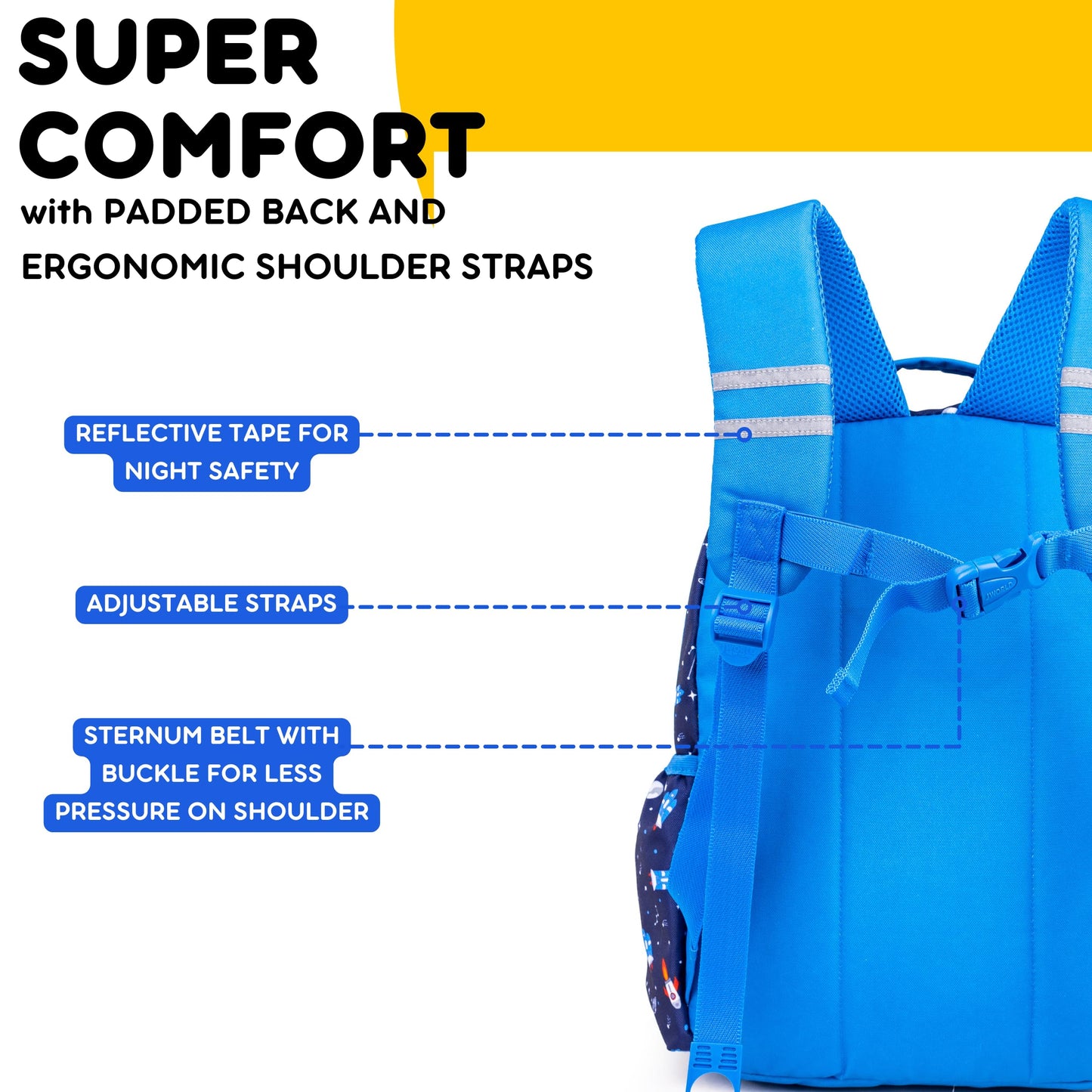 J World Duet Kids Backpack & Lunch Box Set For Boys & Girls Pre-K to Elementary School, Spaceship