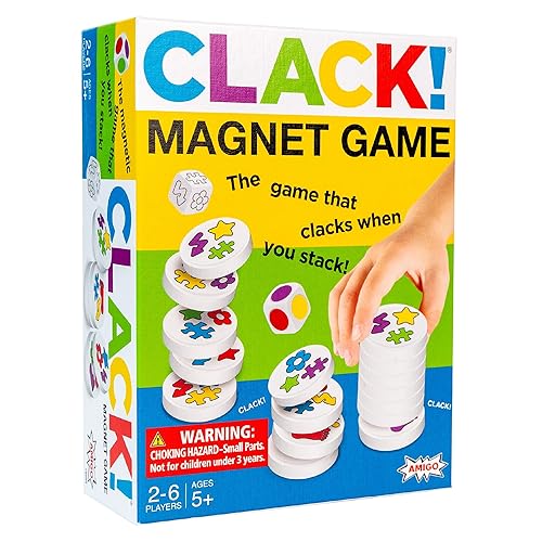 AMIGO Games Clack! Categories - Exciting Kids Magnetic Stacking Game for 2-8 players Ages 7+ | Fun, Educational, & Fast-Paced Family Game
