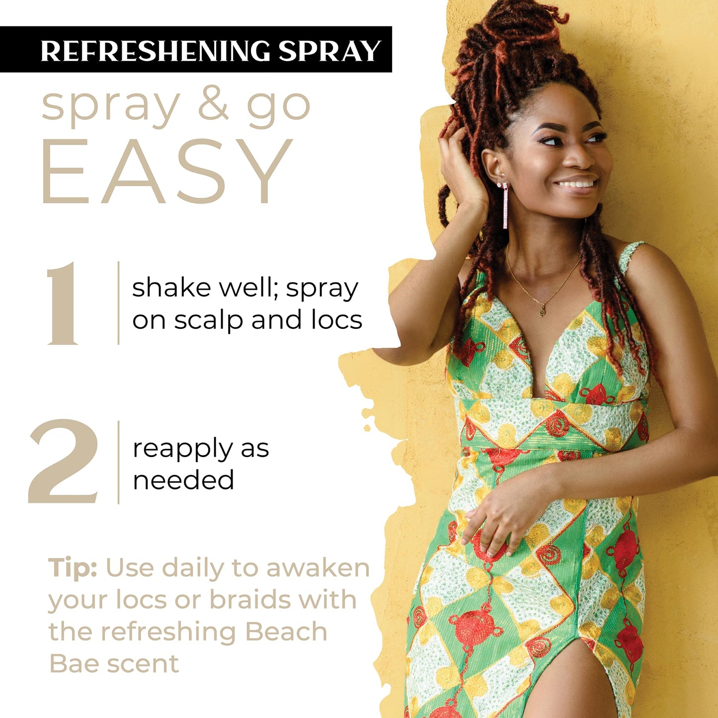 Dollylocks Refreshening Spray for Locs, Braids, Extensions, Dreadlocks | Coconut Lime | Plant-based, Residue-free, Sulfate-free | Refresh Moisturizing