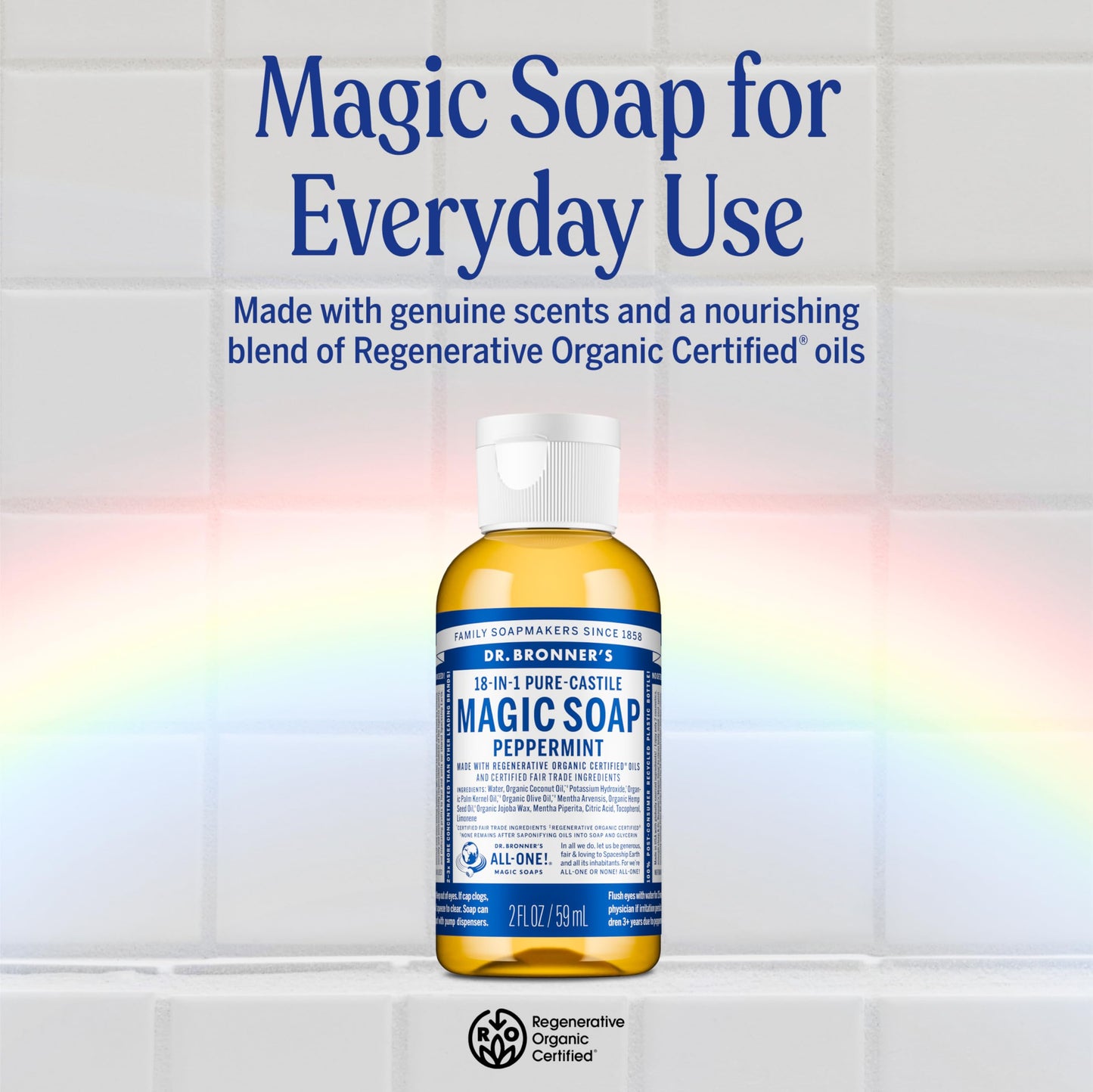 Dr. Bronner's Magic Soap-Pure-Castile Liquid Soap (2 Ounce, Variety Gift Pack)- Regenerative Organic Certified Oils, 18-in-1 Uses: Body, Hair