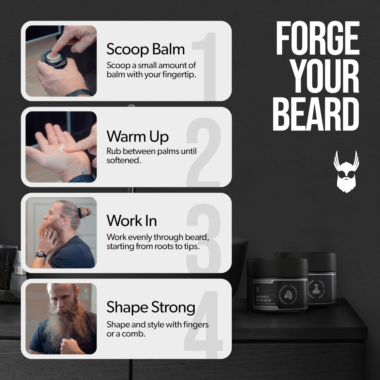 The Beard Struggle Warrior’s Beard Balm - Silver Collection, Alfheim's Forests - Non-Greasy Low-Hold Formula, Luxurious Cologne-Grade Fragrances 100% Beauty and Personal Care The Beard Struggle