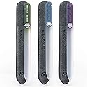 GERMANIKURE Czech Crystal Glass Nail File 3 Pack in Suede Sleeves - Professional Manicure & Pedicure Products for Smooth Easy Shaping of Natural Nails