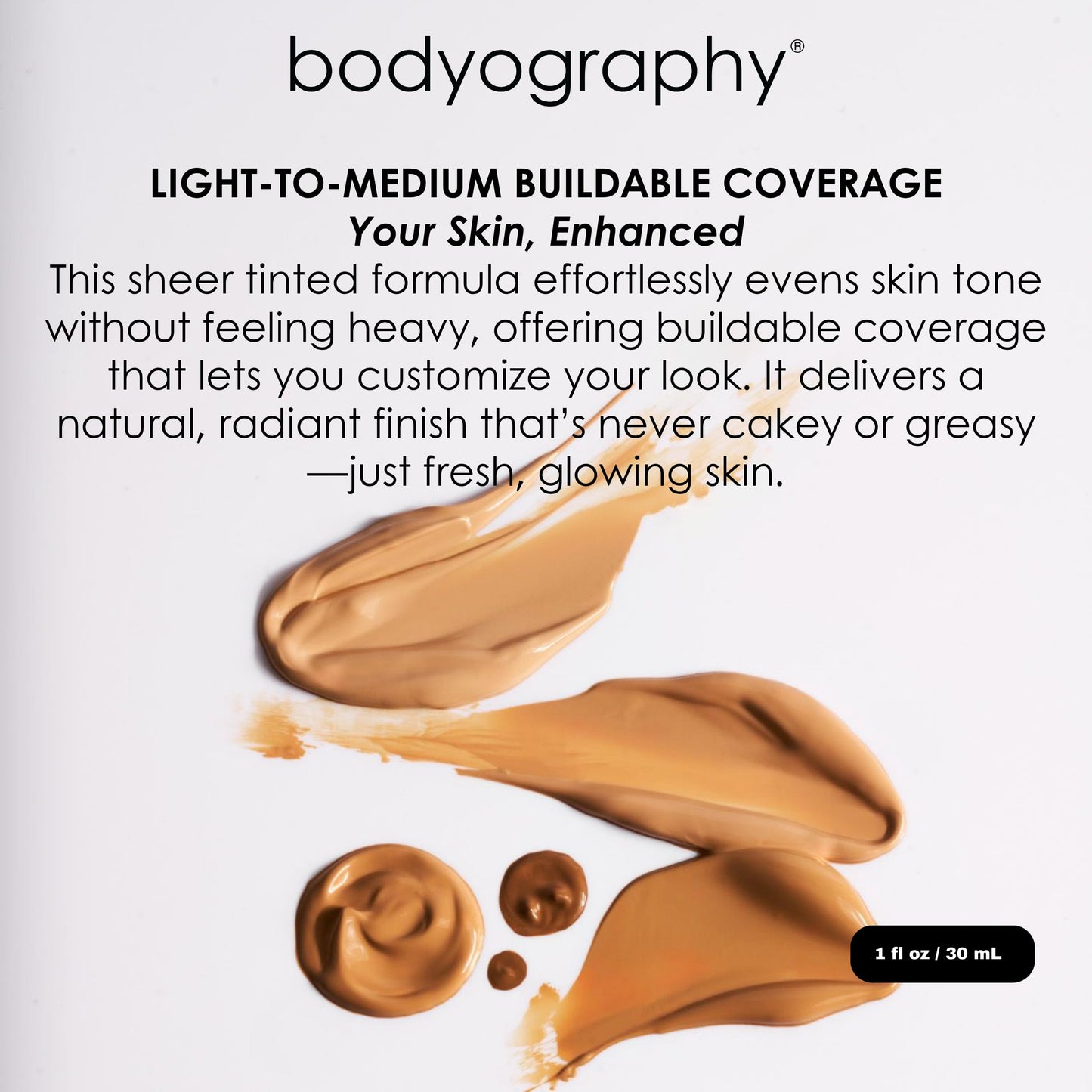 Bodyography Sun Defense Tinted Moisturizer, 1.5 oz | Lightweight SPF Tint with Hyaluronic Acid & Mineral Pigments | Hydrating, Vegan Sheer Coverage
