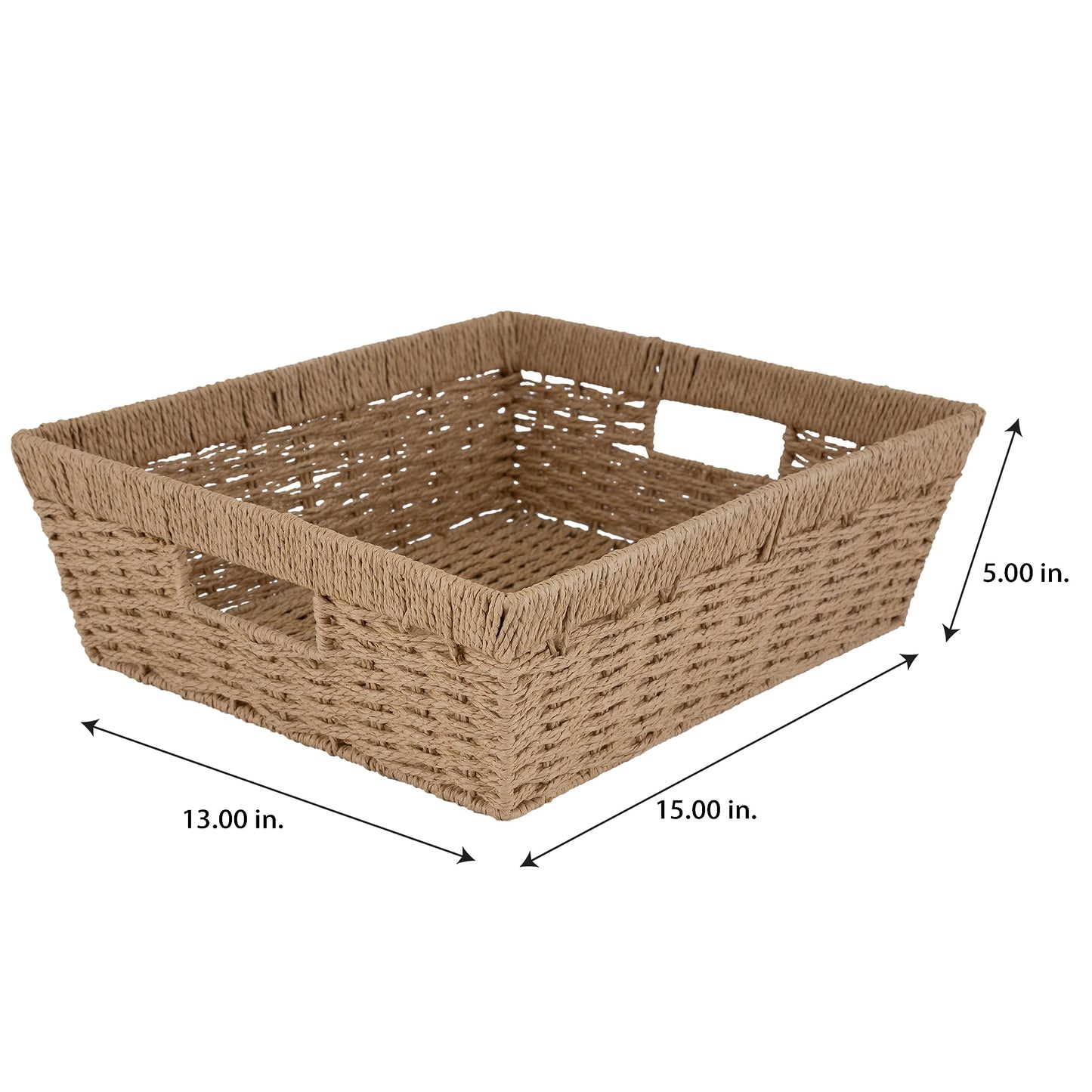Simplify Large Shelf Storage Basket | Dimensions: 15"x 13"x 5" | Dutch Weave Design | Home Organization | Paper Rope Material | Great For Leaving…