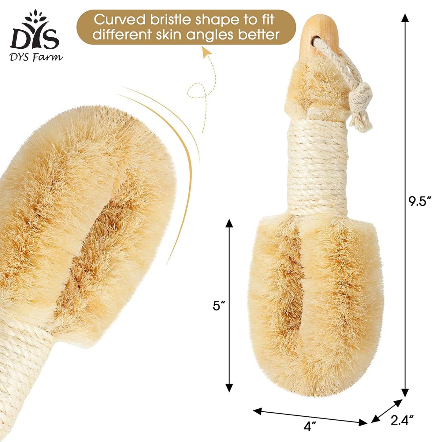 Dry Brushing Body Brush - Dry Skin Brushes Vegan Natural Sisal Bristles for Lymphatic Drainage and Cellulite, Exfoliating Body Scrubber for Bath