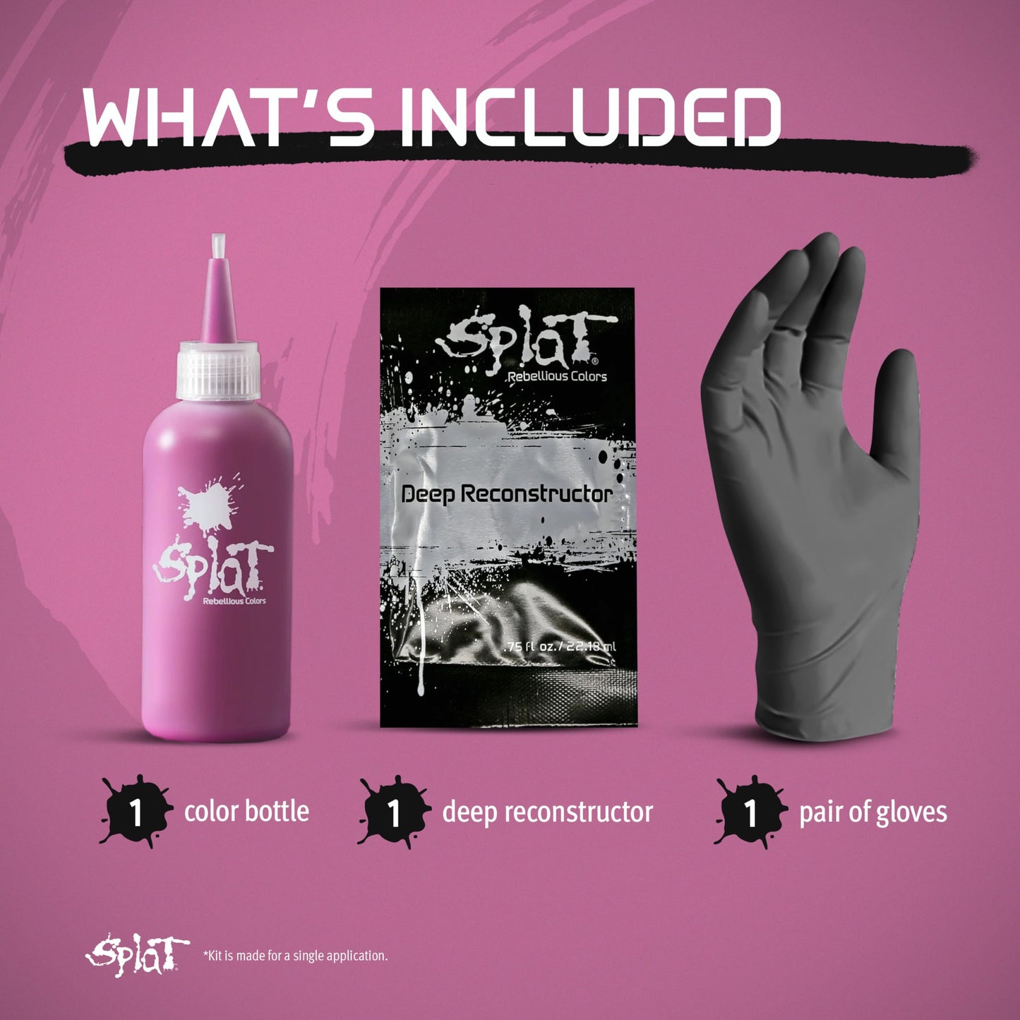 Splat Midnight Rosetta Semi Permanent Hair Dye Kit for Blondes, 1 Application, Includes Deep Reconstructor Conditioner, Lasts 30 Washes, No Bleach