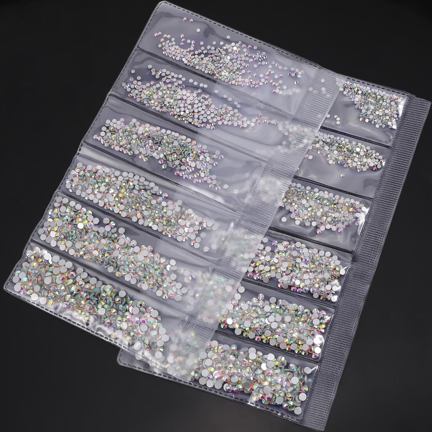 Bememo 3456 Pcs Crystals Diamond Rhinestones AB Clear Flat Back Round Gems Flatback Glass Mixed Size Crystals Gems for Crafts Clothes Shoes Makeup