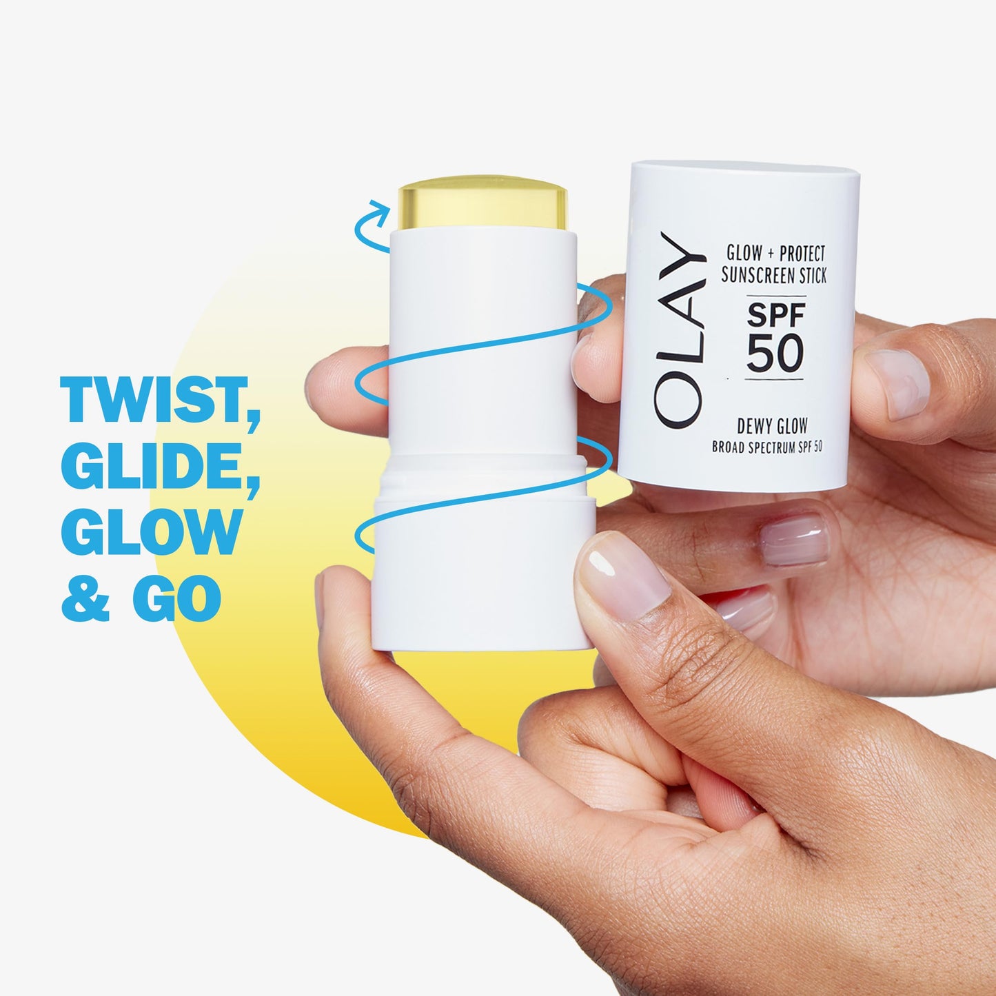 Olay Glow & Protect SPF 50 Face Sunscreen Stick, Fragrance Free, 0.5 OZ (14 G), Dewy Finish Sunscreen Stick with SPF 50 Broad Spectrum Sunblock