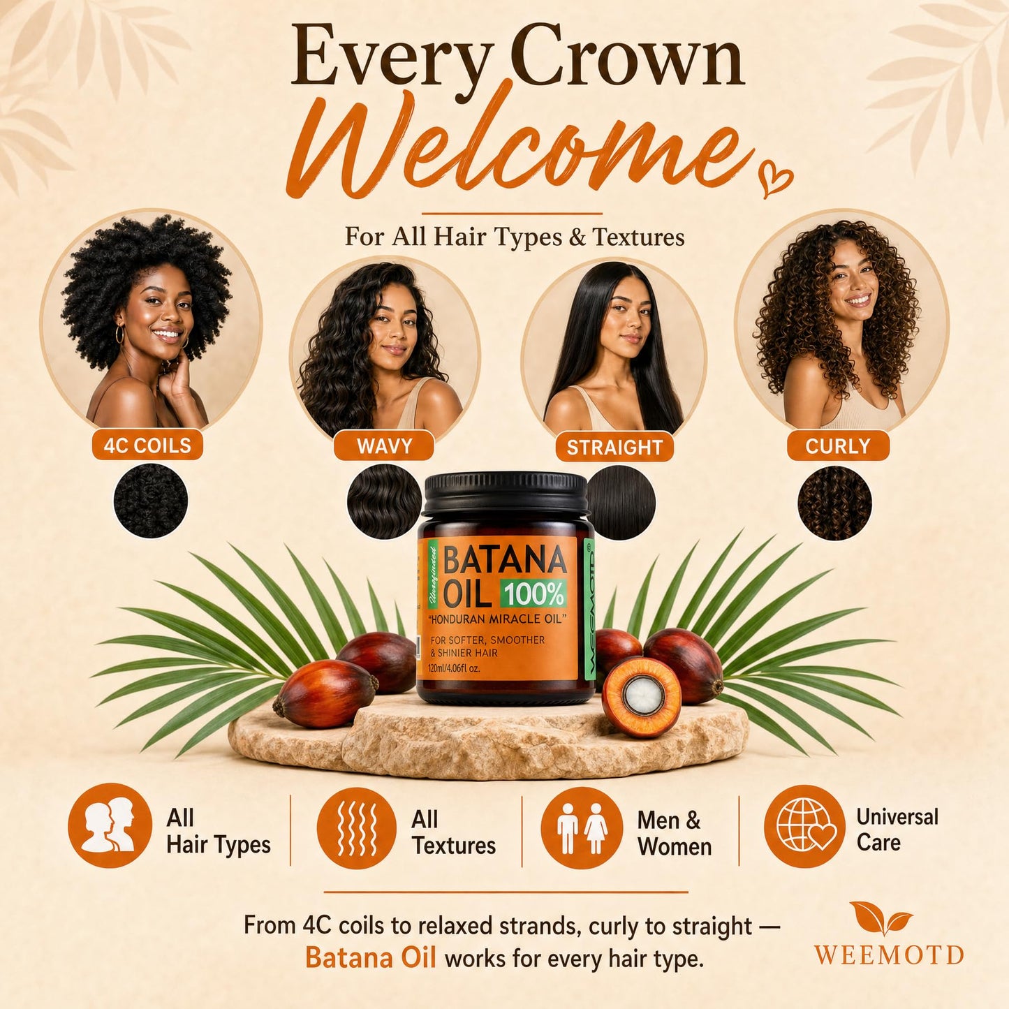 WEEMOTD 100% Raw Batana Oil for Hair, Unrefined Conditioning Scalp Oil from Honduras, Moisturizing Hair Mask, Adds Shine & Softness for Men & Women Beauty and Personal Care WEEMOTD