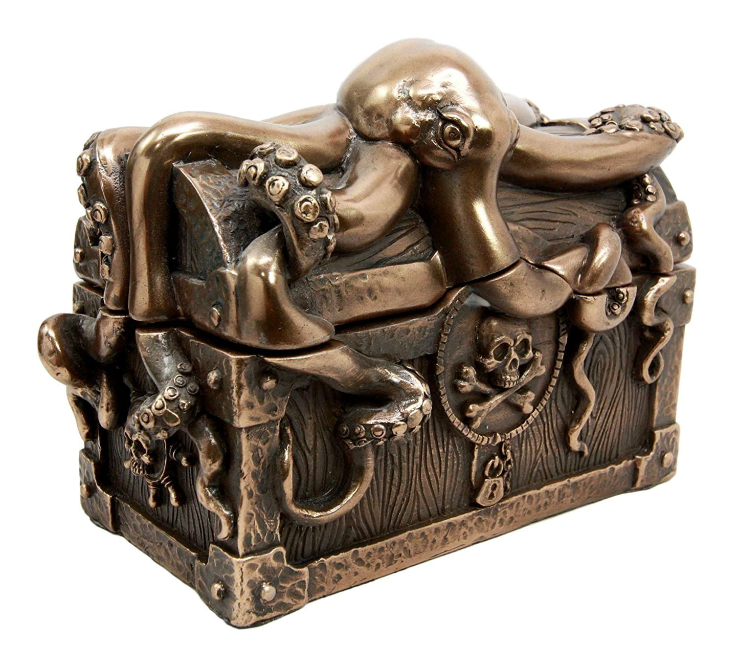 Atlantic Collectibles Giant Kraken Octopus Guarding Pirate Treasure Decorative Jewelry Box Figurine