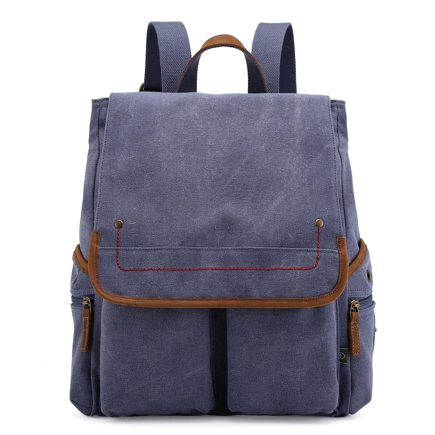 TSD Brand Canvas Backpack Lightweight Travel Daypack Carry On Laptop Backpack Lightweight Hiking Backpack (Navy)