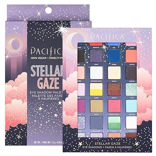 Pacifica Stellar Gaze Eye Shadow Palette - 28 Shades Mineral Eye Shadow Face Makeup Blendable Pigmented Dreamy Pastels, Neutrals, Matte Shimmer…