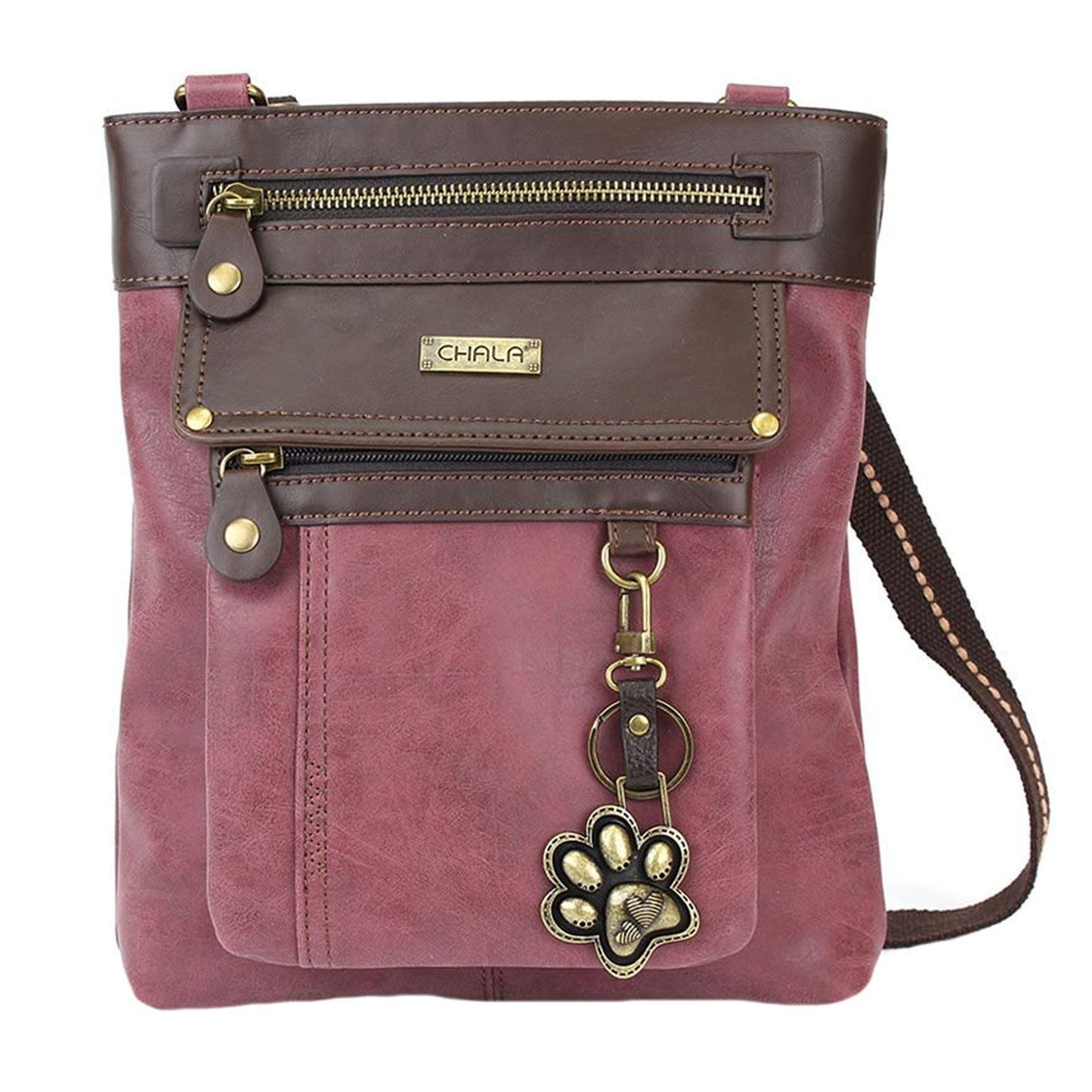 Chala Paw Print 3-in-1 Gemini Crossbody Handbag, Dog Lovers Gift (Burgundy)