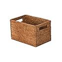 KOUBOO La Jolla Rattan Shelf Handles, Small, Honey-Brown Storage Basket,