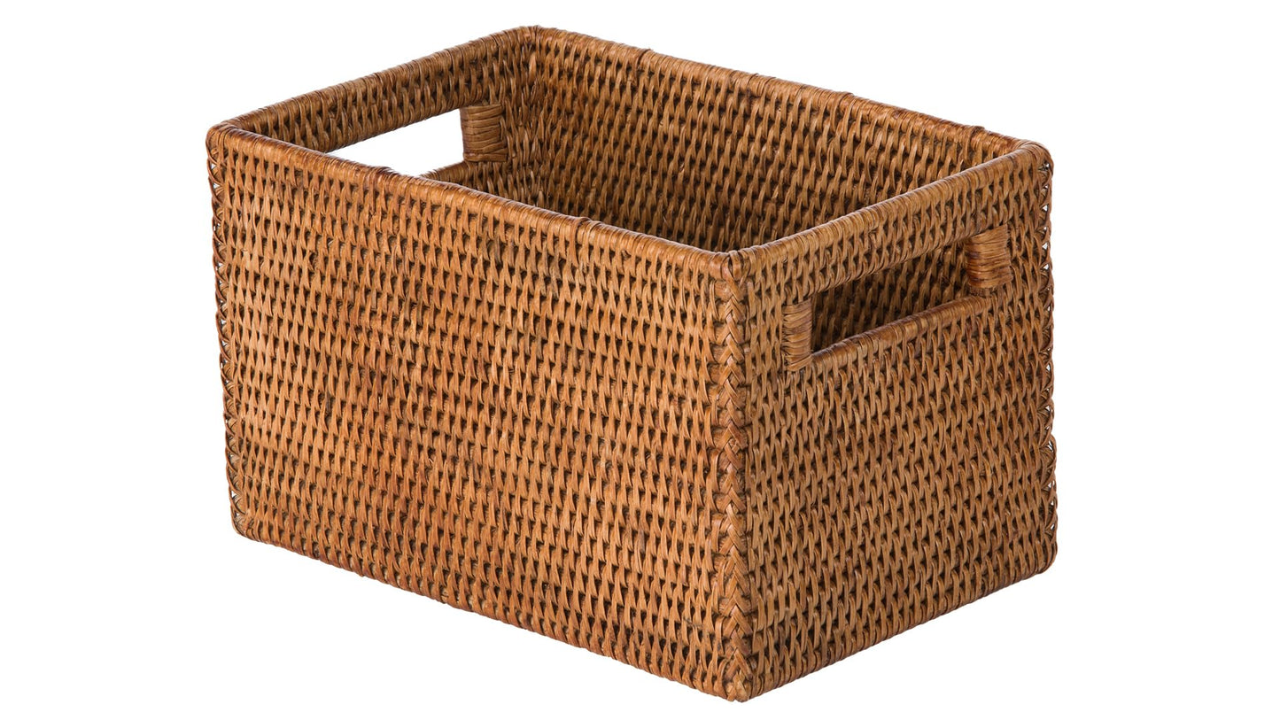 KOUBOO La Jolla Rattan Shelf Handles, Small, Honey-Brown Storage Basket,