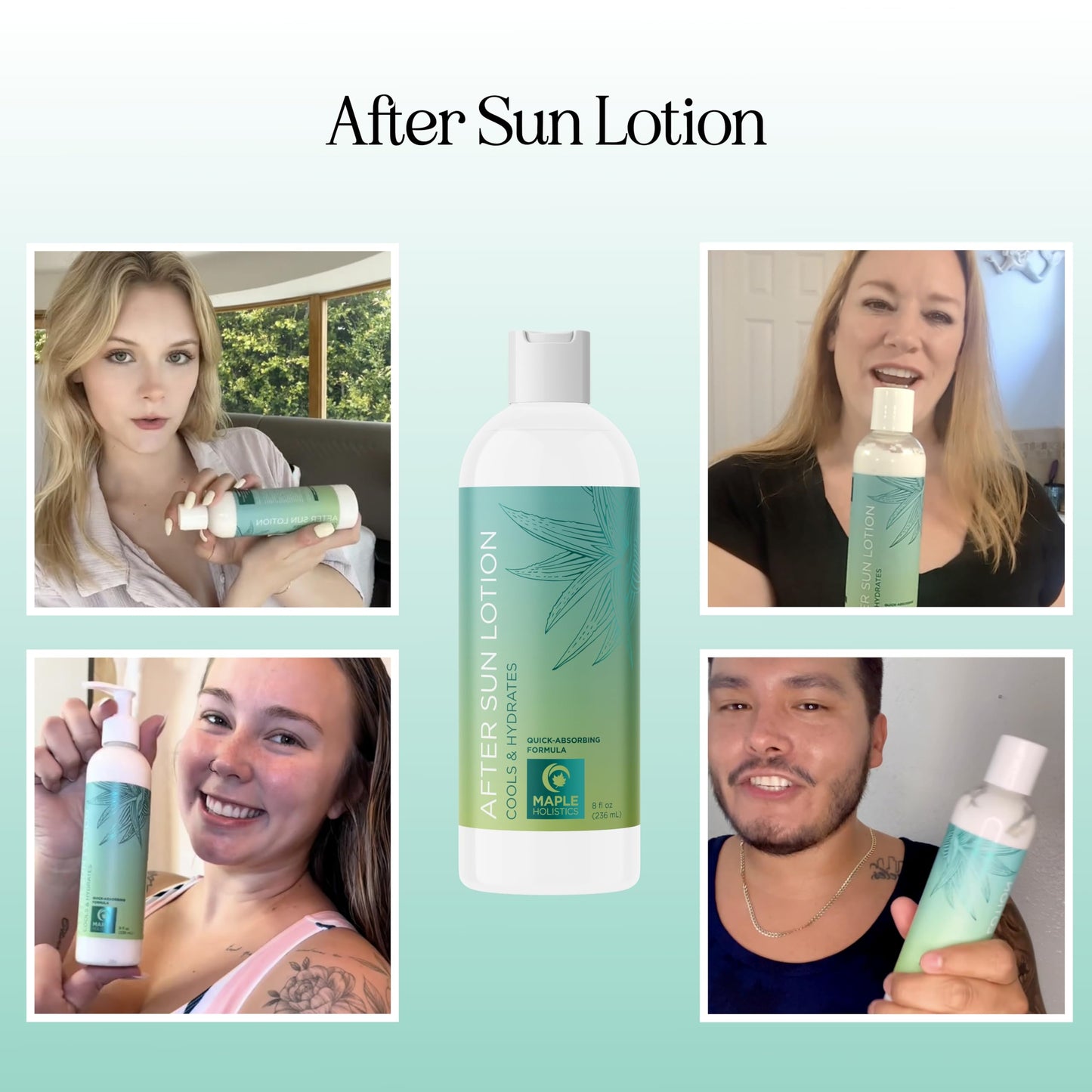 After Sun Lotion with Aloe Vera - Ultra Cooling Aloe Vera for Sunburn Hydration with Cocoa Butter & Rosehip Oil - Hydrating Aloe Lotion After Sun