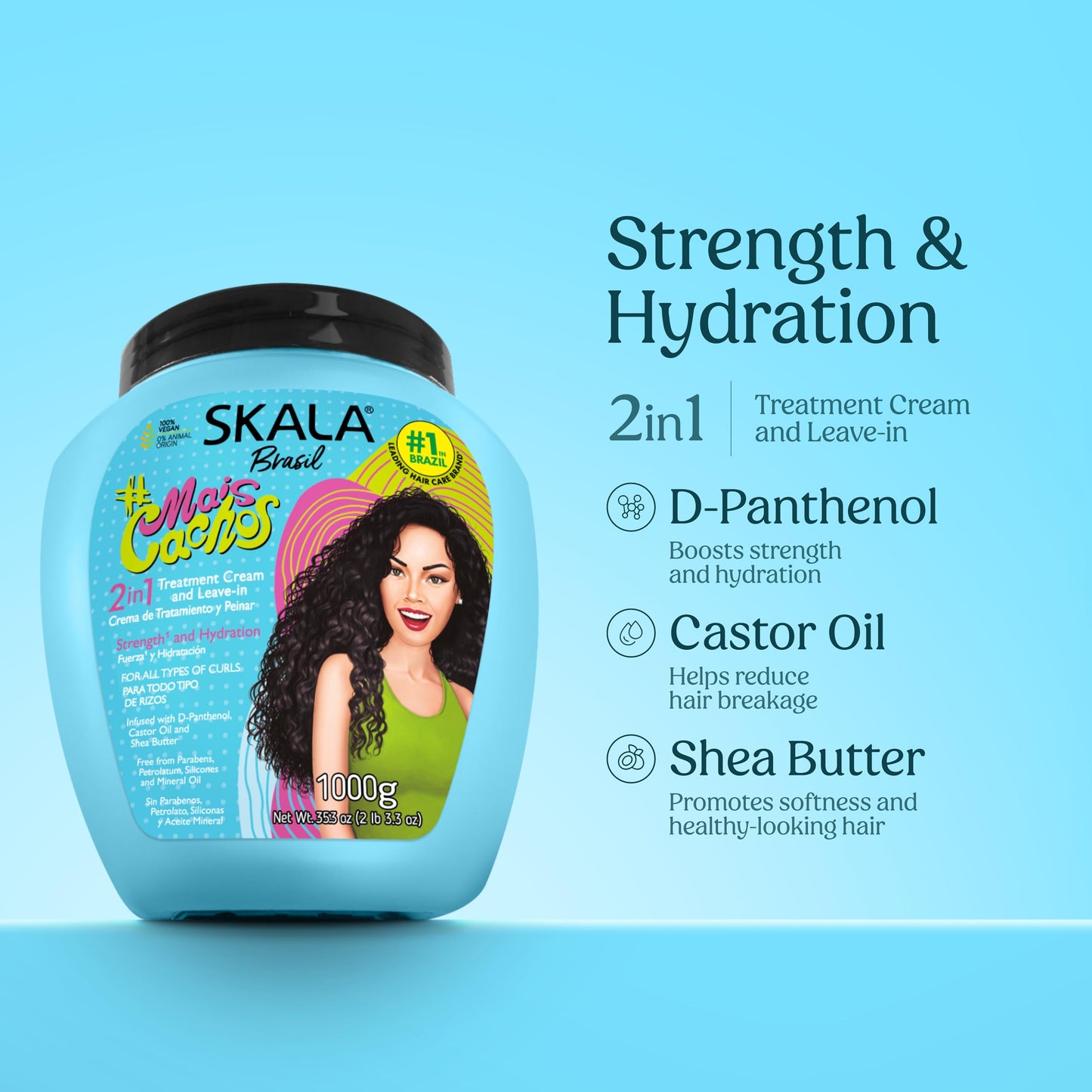 SKALA Expert Mais Cachos 2 in 1 Treatment Cream & Leave In Conditioner for Curly Hair, Vegan Hair Mask, Shea Butter & Castor Oil, Deep Hydration Mask Beauty and Personal Care SKALA