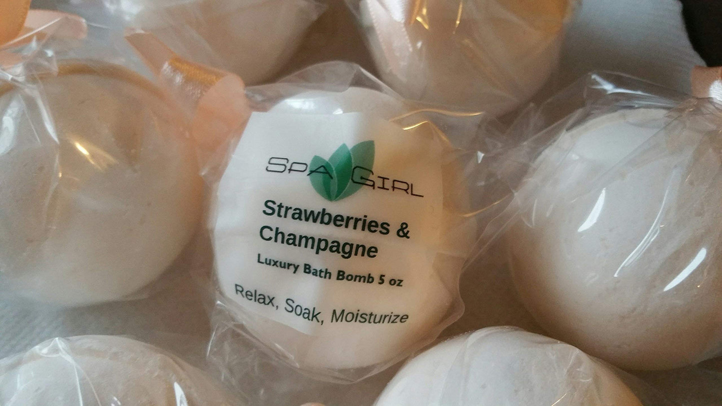 Spa Pure Shortcake Bath Bombs: 3 Strawberry Shortcake Luxury Bath Bombs, Large 5 Oz, Handmade in The USA with Shea, Mango and Cocoa Butter, Ultra…