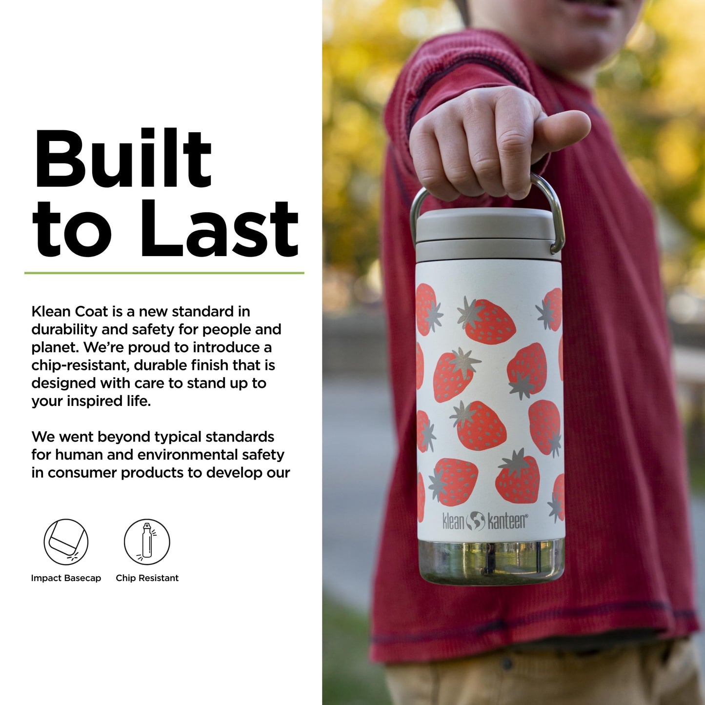 Klean Kanteen TKWide Insulated Bottle - Twist Cap, Steel Straw - Dishwasher - Strawberries 12 oz