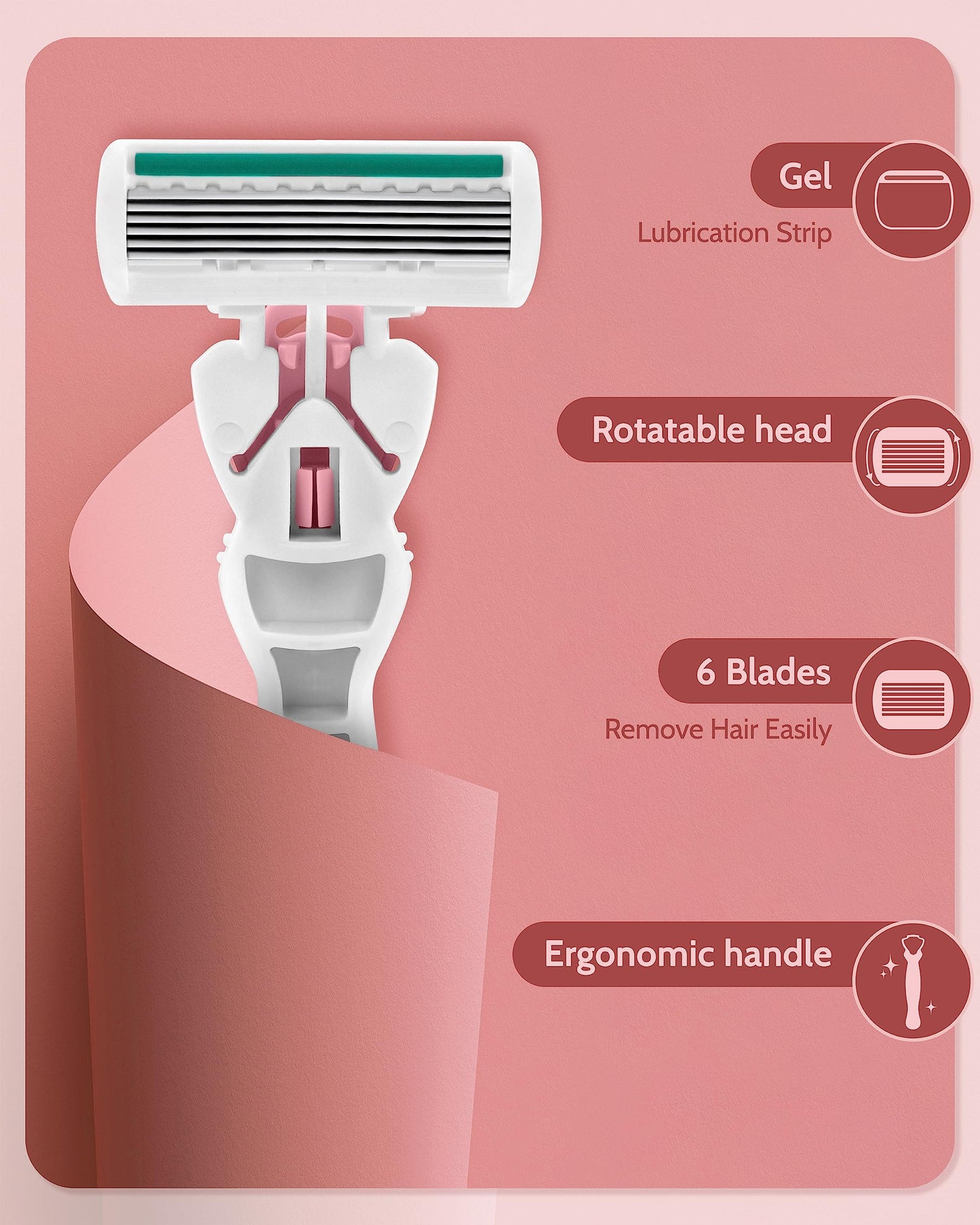 Razors for Women Sensitive Skin, 6 Blades Women’s razors for Shaving Including 2 Travel Razors for Women with 15 Blade Refills, Green Beauty and Personal Care MoHern