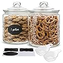 KooK Glass Kitchen Jars, Food & Cookie Storage Containers for Pantry, Bathroom Apothecary Canisters, Airtight Lids, Dishwasher Safe, with Chalk…