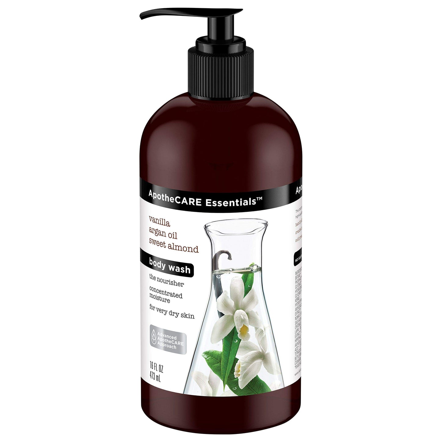 ApotheCARE Essentials The Nourisher Body Wash, Vanilla, Argan Oil, Sweet Almond, 16 oz
