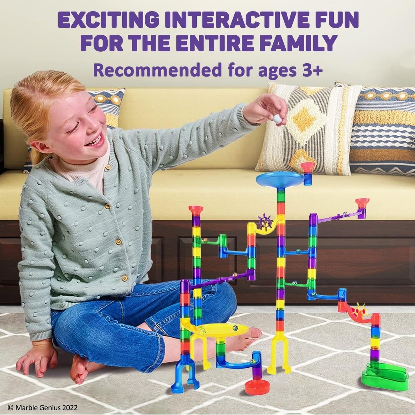 Marble Genius Marble Run Booster Set 20pcs – STEM Construction Building Blocks for Kids Ages 3+, Instruction App Access, Marbles Not Included