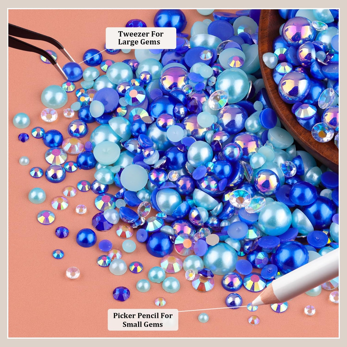 80g 3-10mm Flatback Pearls and Rhinestones for Bedazzling Kit(Dark Blue) Beauty and Personal Care TINKRSTUFF