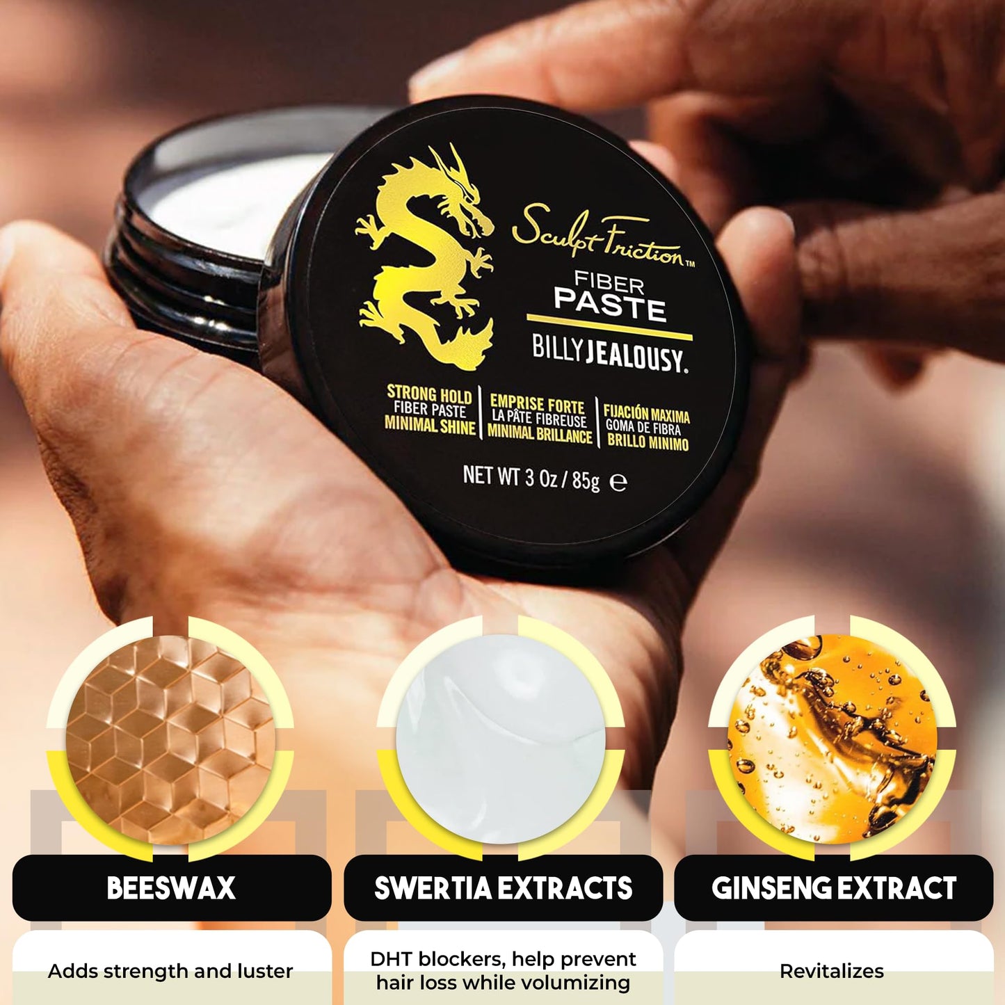 Billy Jealousy Sculpt Friction Fiber Hair Paste for Men, Adds Volume & Texture with Touchable Hold & Low Shine, Hair Product for Fine or Thinning