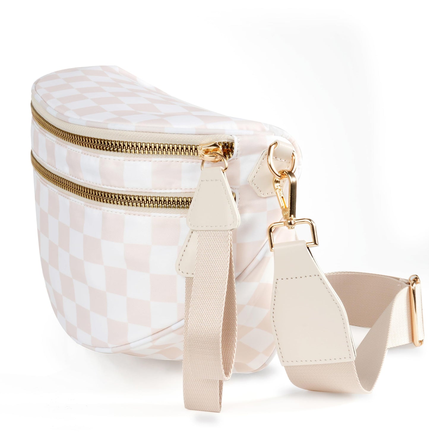 Spacious Checkered Nylon Crossbody Bag Bum Bag Checkered Handbags Wallets for Women