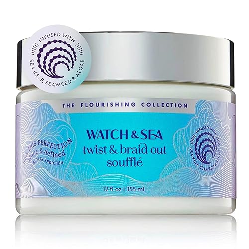 Watch & Sea Twist & Braid Out Soufflé - Nourishing Ingredients with Seaweed and Sea Kelp - Twist and Braid Cream for All Hair Types - 12 oz