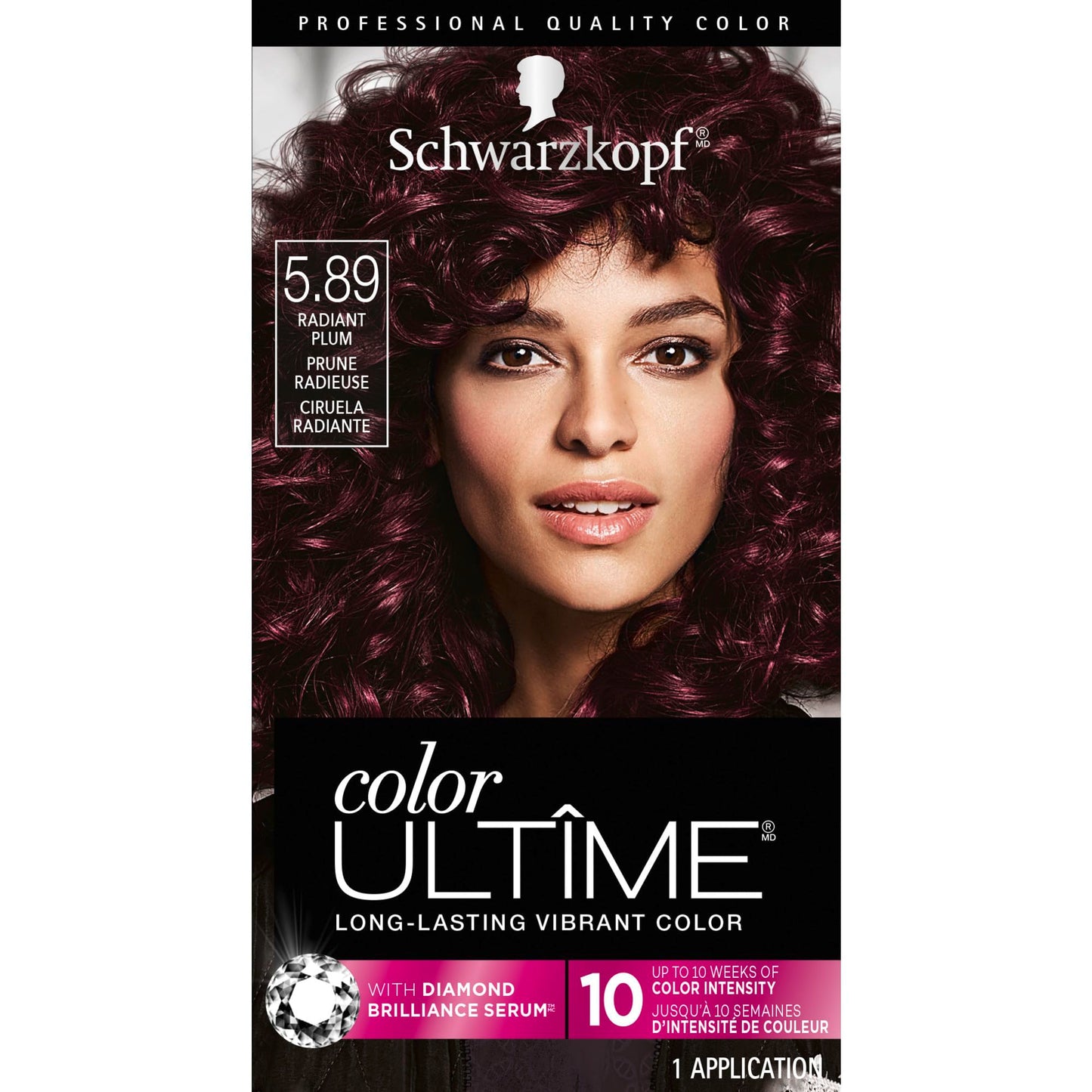 Schwarzkopf Color Ultime 5.89 Radiant Plum Hair Dye, Permanent Intense Plum with Diamond Brilliance, Fade-Resistant, Covers Grays, All Hair Textures