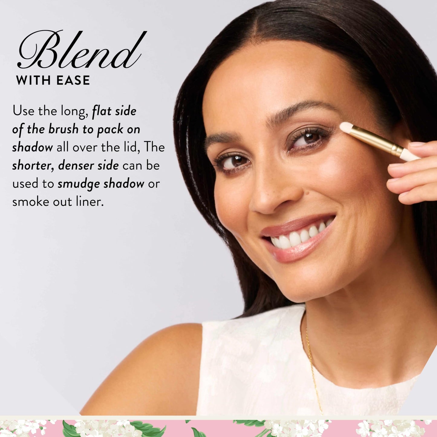 LAURA GELLER NEW YORK Dual-Ended Eyeshadow Brush - Flat Packing & Fluffy Blending Brush for Baked & Pressed Eyeshadow - Limited Edition Draper James