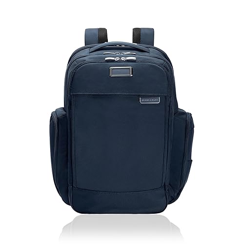Briggs & Riley Traveler Backpack - Carry On Travel Backpack for Women & Men, Personal Item Travel Bag, Lightweight & Durable, Padded Straps, Fits up to 15" Laptop - Baseline Collection, Navy