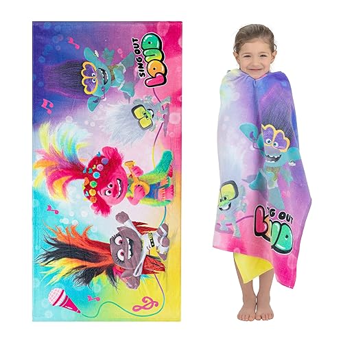 Franco Kids Super Soft Cotton Bath/Pool/Beach Towel, 58 in x 28 in, Trolls World Tour