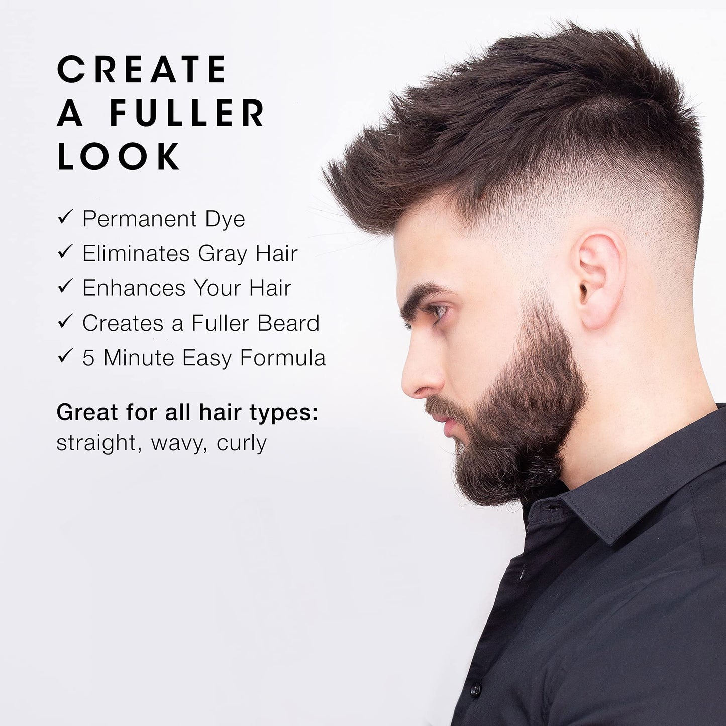 Pacinos Hair & Beard Color Kit (Dark Brown) - Hair Color For Men, Eliminates Grays in 5 minutes, Easy to Apply Brush-In Formula, Enhances Appearance