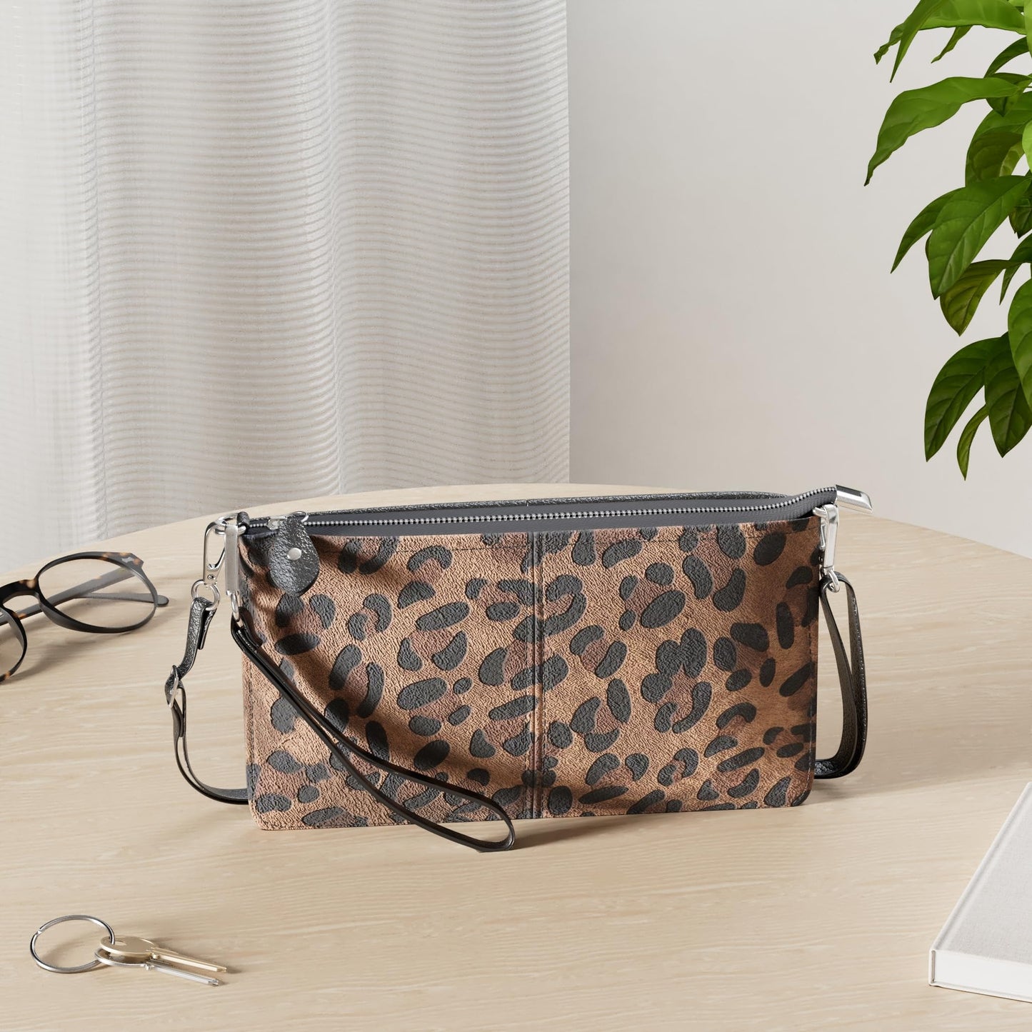 befen Women's Leather Wristlet Mini Crossbody Bag, Small Shoulder Bag Clutch Purse