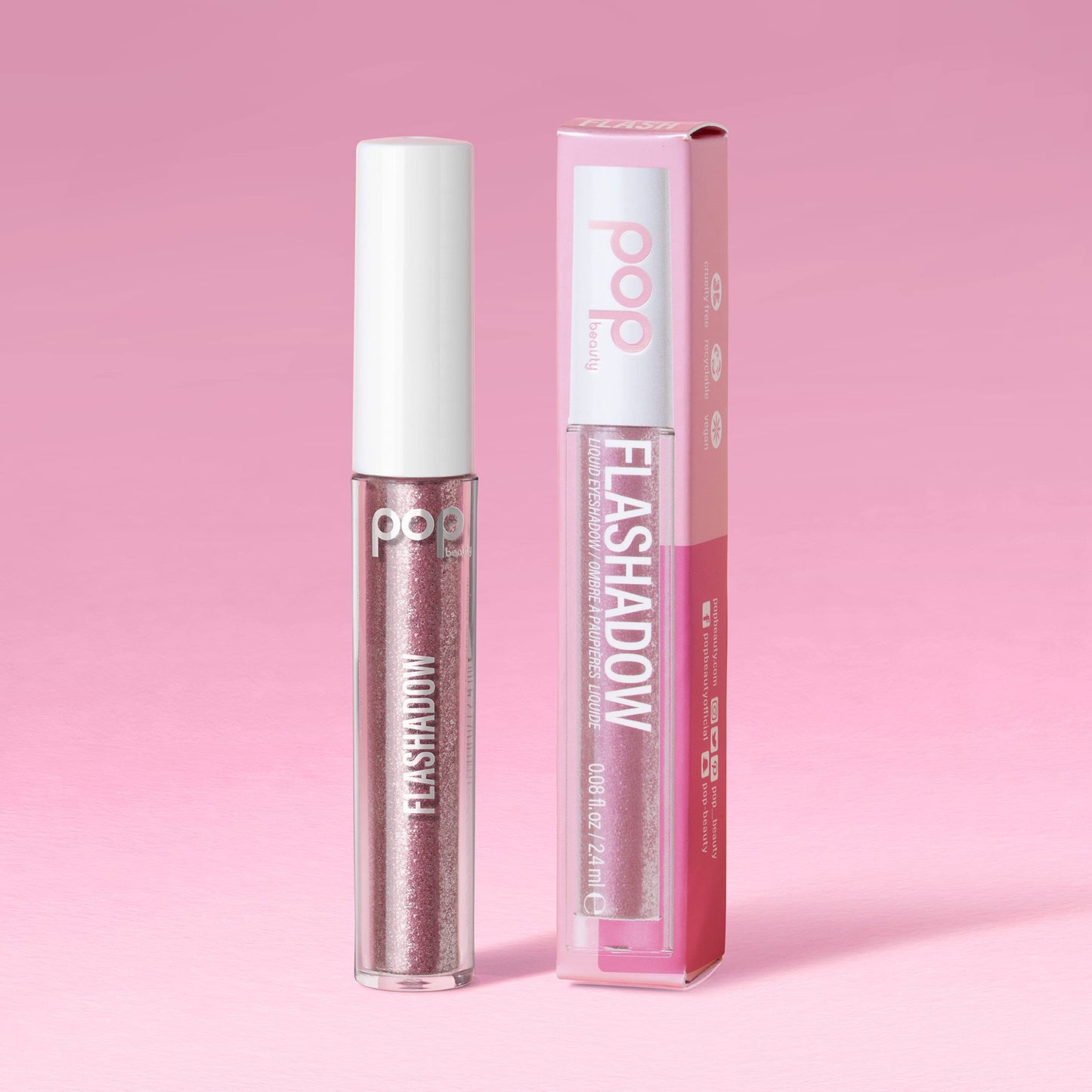 POPBEAUTY Flashadow - Pink Flash | Liquid Glitter Eyeshadow | Add Sparkle To Eye Makeup Or Highlighter | 2.4 Ml