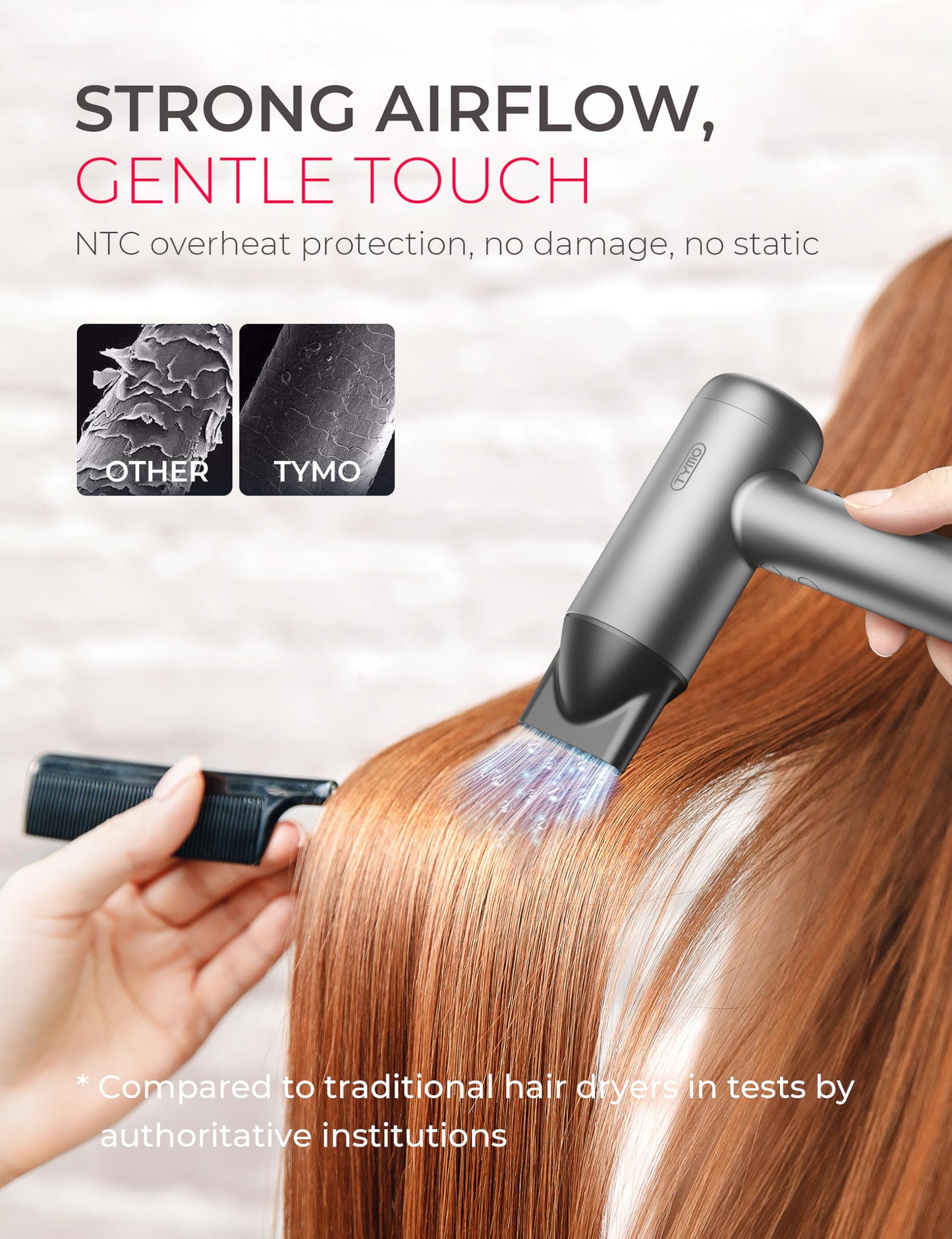 TYMO Ionic Hair Dryer for Women, Professional Blow Dryer with 110000 RPM Brushless Motor for Fast Drying, Travel Lightweight AIRHYPE Lite Hairdryer