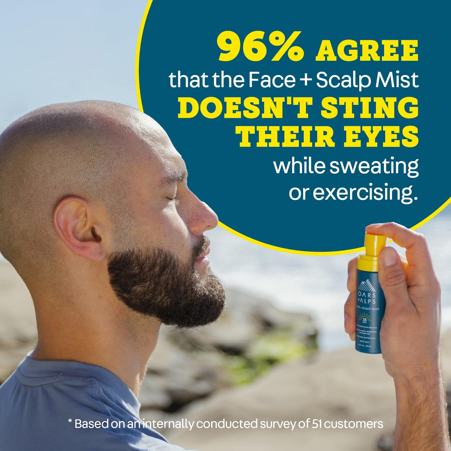 Oars + Alps Face & Scalp Sunscreen Spray SPF 35 – Mist for Facial & Hair Sun Protection with Aloe & Cucumber, Water & Sweat Resistant, 1.5oz