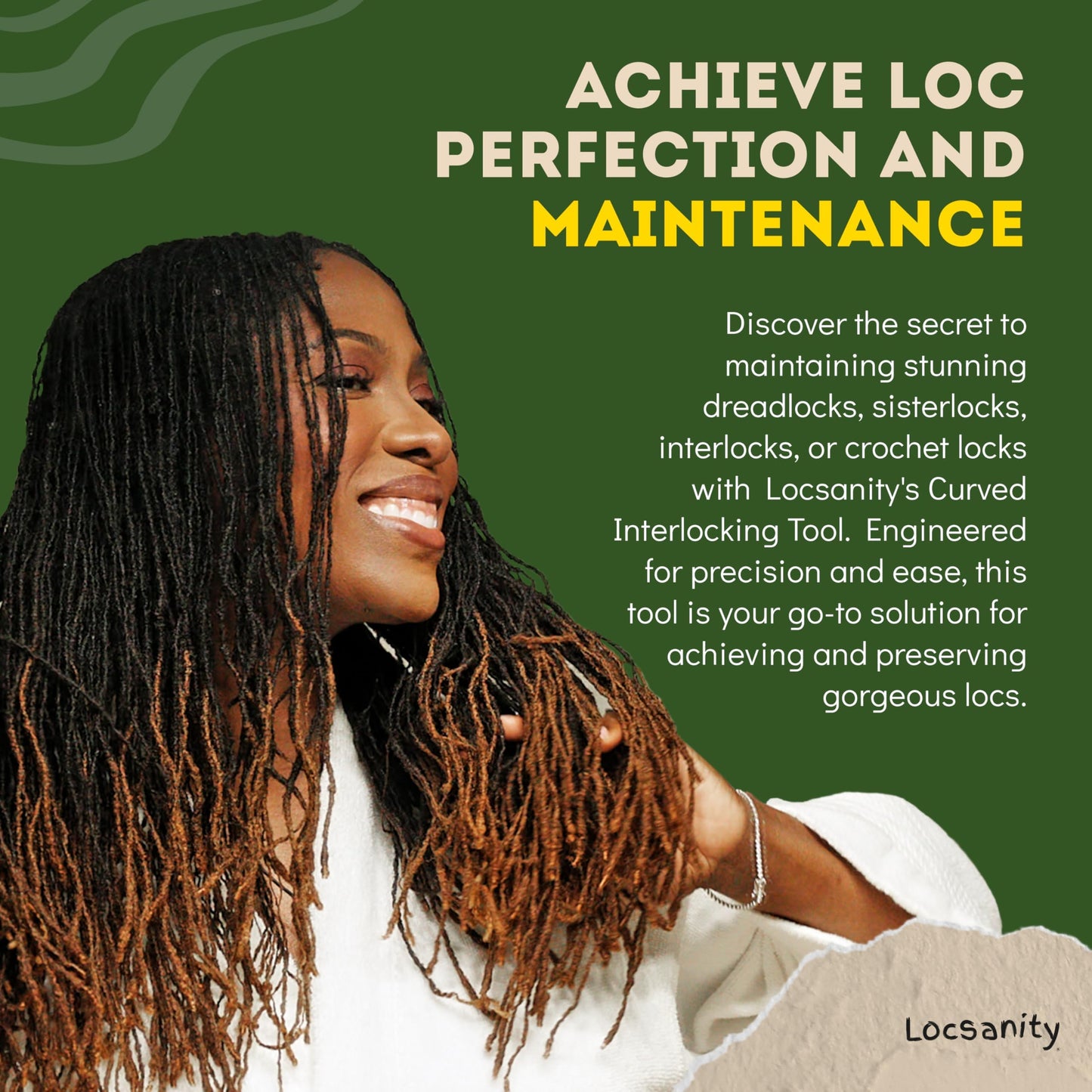 Locsanity Curved Interlocking Tool for Microlocs and Medium Locs Maintenance - Hair Tools for Dreadlocks, Sisterlocks, Interlocks, and Crochet Locks