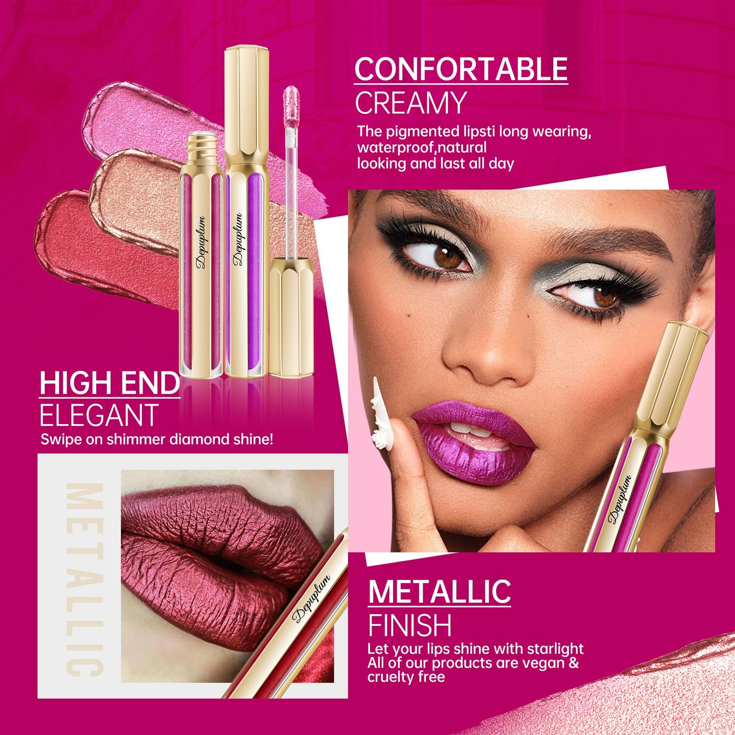 Depuplum Mulberry Lipstick Moisturizing for Women Shimmer Tinted Lip Balm Hydrating Nourishing Dark Purple Lip Gloss Vegan& Cruelty Free Lip Makeup Beauty and Personal Care Depuplum